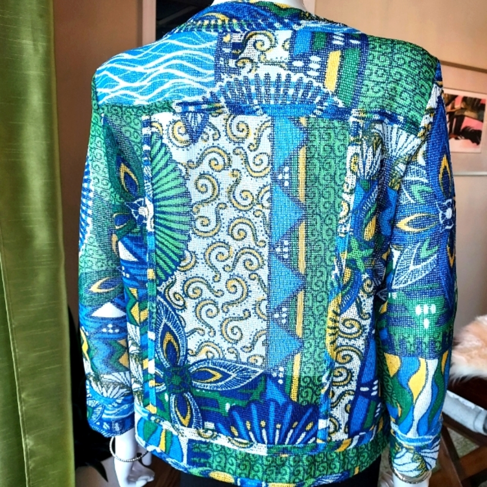 Colorful Netting Jacket With Chrome Studs And Zip… - image 6